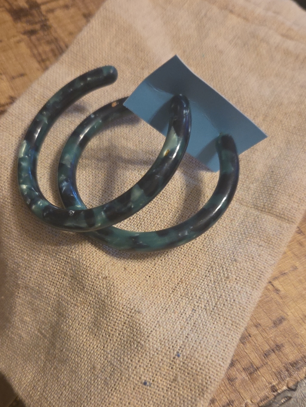 Green Tortoiseshell Hoop Earrings - Women Accessories